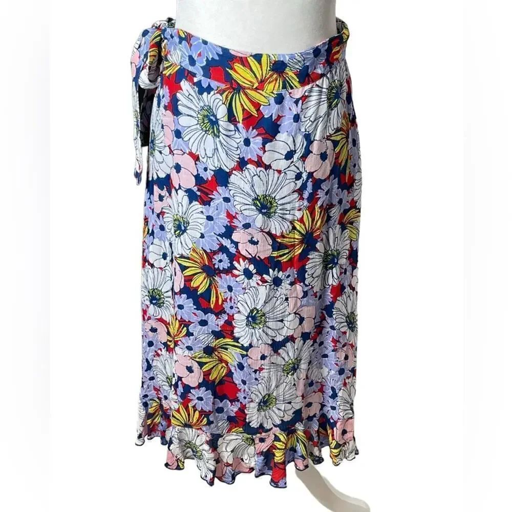 Maeve Sybil Wrap Skirt Floral Blue Small Petite spring cottage core midi length